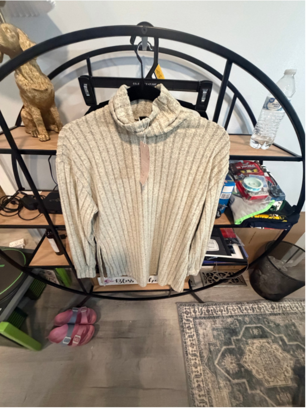 Women's Emery Rose Turtleneck Sweater Beige Size L